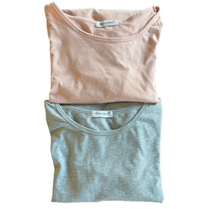 2 Short Sleeve Tops (Pink & Gray)- Used